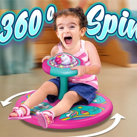 Light-Up Unicorn Twister | 360° Sit Twist and Spin, LED Lights & Music Toddler T - Picture 6 of 6